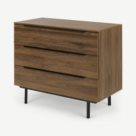 Damien Chest of Drawers, Walnut & Black