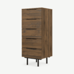 Damien Tall Chest of Drawers, Walnut & Black