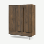 Damien Triple Wardrobe, Walnut & Black