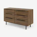 Damien Wide Chest of Drawers, Walnut & Black