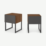 Hopkins Set of 2 Bedside Tables, Grey & Walnut