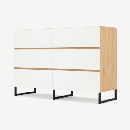 Hopkins Wide Chest Of Drawers, White & Oak Effect