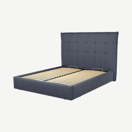Lamas King Size Bed with Ottoman, Navy Wool