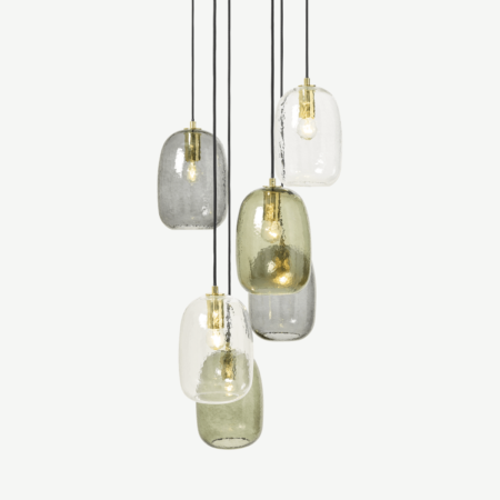 Lykke 6 Light Chandelier Pendant, Multi & Brass