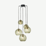 Mika Pendant Chandelier Light, Green, Black & Brass