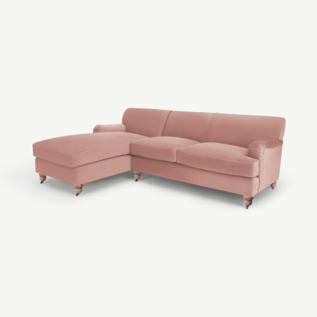Orson Left Hand Facing Chaise End Corner Sofa, Vintage Pink Velvet