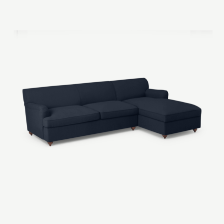 Orson Right Hand Facing Chaise End Sofa Bed, Dark Blue Weave