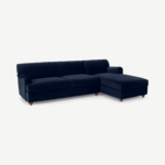 Orson Right Hand Facing Chaise End Sofa Bed, Ink Blue Velvet