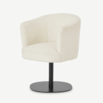 Revy Office Chair, Whitewash Boucle & Black