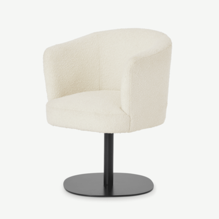 Revy Office Chair, Whitewash Boucle & Black