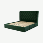 Romare Super King Size Bed with Storage Drawers, Bottle Green Velvet