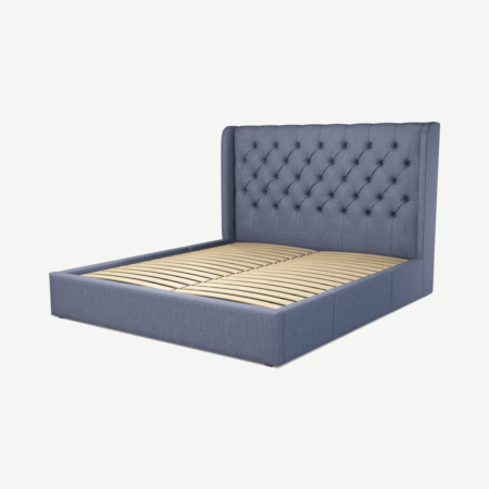 Romare Super King Size Bed with Storage Drawers, Denim Cotton