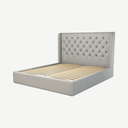 Romare Super King Size Bed with Storage Drawers, Ghost Grey Cotton