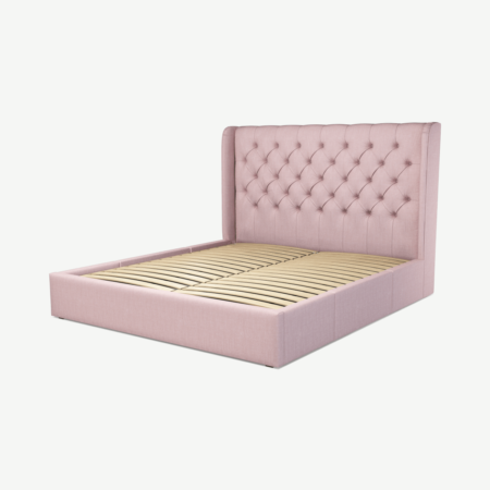 Romare Super King Size Bed with Storage Drawers, Tea Rose Pink Cotton