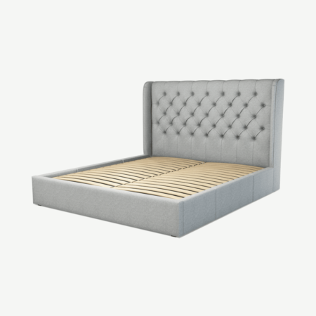 Romare Super King Size Bed with Storage Drawers, Wolf Grey Wool