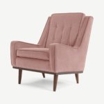 Scott Armchair, Blush Pink Cotton Velvet
