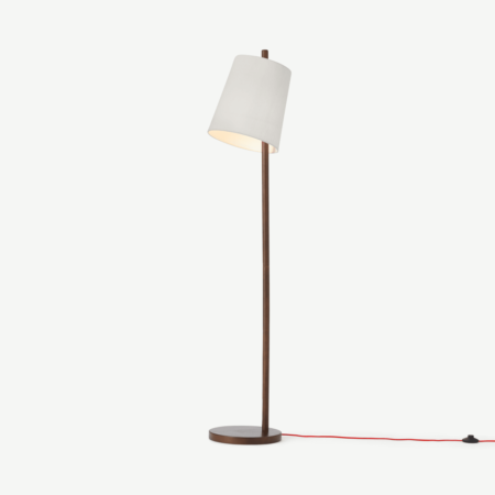 Sveinn Wood Floor Lamp, Dark Wood and White