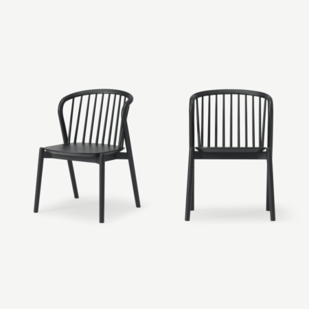 Tacoma Set of 2 Dining Chairs, Charcoal Black
