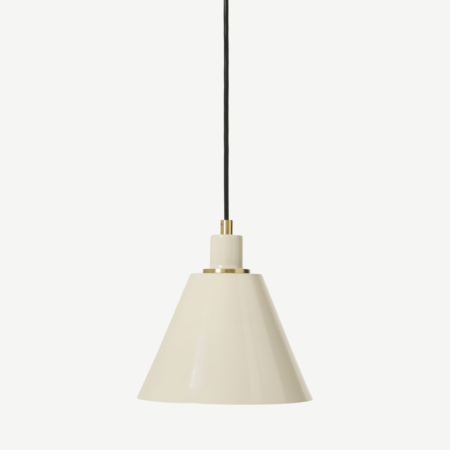 Testa Bathroom Pendant Light, Brushed Brass & Off White