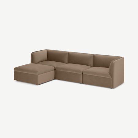 Torkel Chaise End Corner Sofa, Taupe Velvet