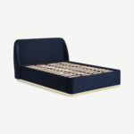 Trudy Double Ottoman Storage Bed, Royal Blue Velvet & Brass