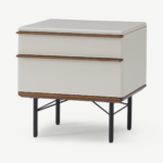 Vincent Bedside Table, Warm Ecru & Walnut Stain