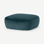 Alixandra Ottoman Pouffe, Large, Steel Blue Velvet