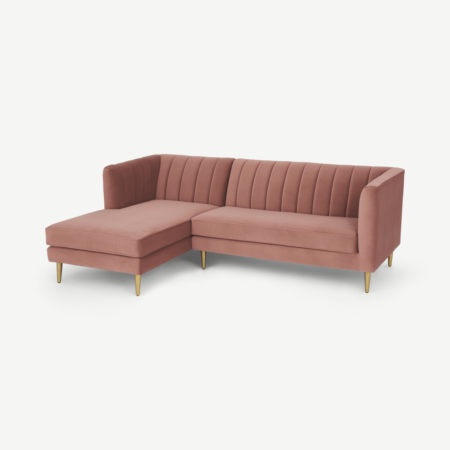 Amicie Left Hand Facing Chaise End Corner Sofa, Blush Pink Velvet