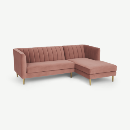 Amicie Right Hand Facing Chaise End Corner Sofa, Blush Pink Velvet