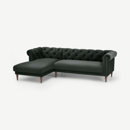 Barstow Left Hand Facing Chaise End Corner Sofa, Dark Anthracite Velvet