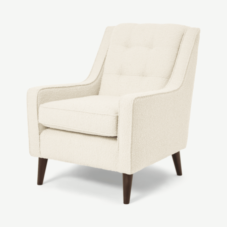 Content by Terence Conran Tobias Armchair, Ivory White Boucle with Dark Wood Leg