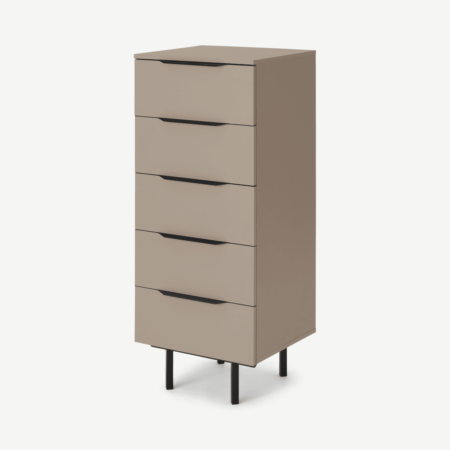 Damien Tall Chest of Drawers, Cappuccino & Black