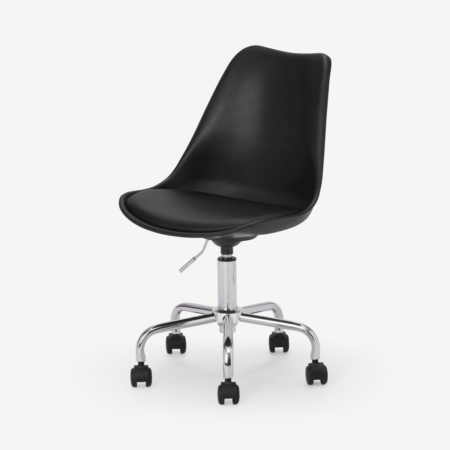 Deon Office Chair, Black with Chrome Legs
