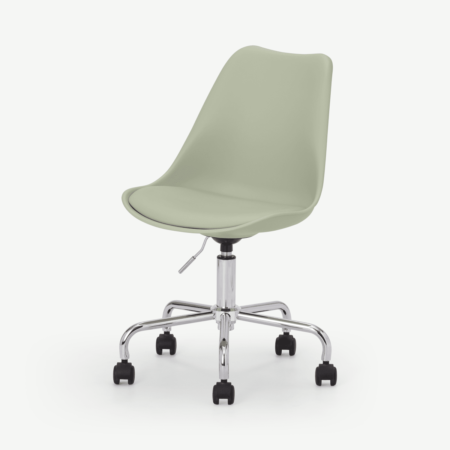 Deon Office Chair, Sage Green with Chrome Legs