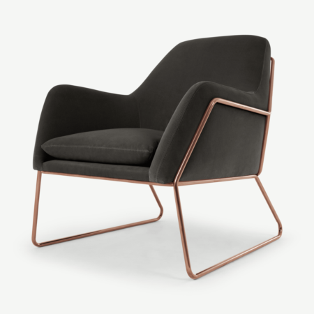 Frame Accent Armchair, Concrete Cotton Velvet with Copper Frame