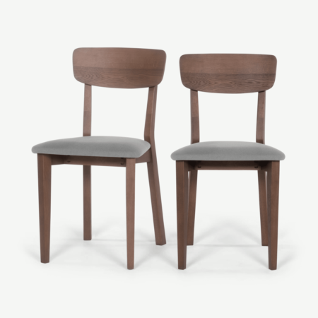 Jenson Set of 2 Dining Chairs, Mountain Grey & Dark Stain Oak