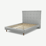 Lamas Double Bed, Wolf Grey Wool with Walnut Stained Oak Legs