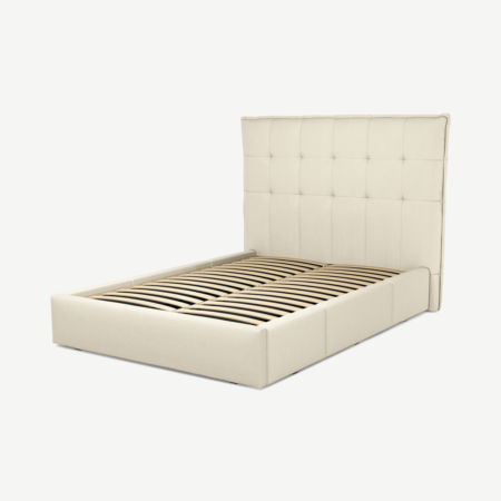 Lamas Double Bed with Storage Drawers, Putty Cotton