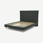 Lamas King Size Bed, Etna Grey Wool with Oak Legs