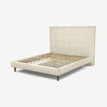 Lamas King Size Bed, Putty Cotton with Walnut Stained Oak Legs