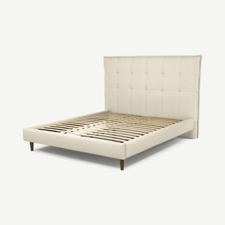 Lamas King Size Bed, Putty Cotton with Walnut Stained Oak Legs