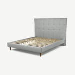 Lamas King Size Bed, Wolf Grey Wool with Walnut Stained Oak Legs