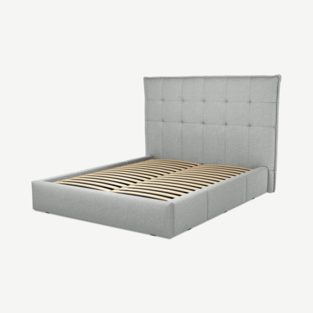 Lamas King Size Bed with Storage Drawers, Wolf Grey Wool