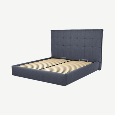 Lamas Super King Size Ottoman Storage Bed, Navy Wool