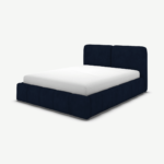 Maxmo Double Ottoman Storage Bed, Prussian Blue Cotton Velvet