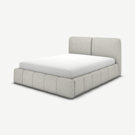 Maxmo King Size Ottoman Storage Bed, Ghost Grey Cotton