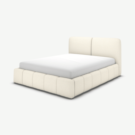 Maxmo King Size Ottoman Storage Bed, Ivory White Boucle