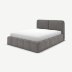 Maxmo Super King Size Bed with Storage Drawers, Steel Grey Velvet