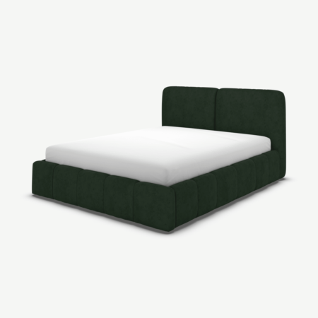 Maxmo Super King Size Ottoman Storage Bed, Bottle Green Velvet