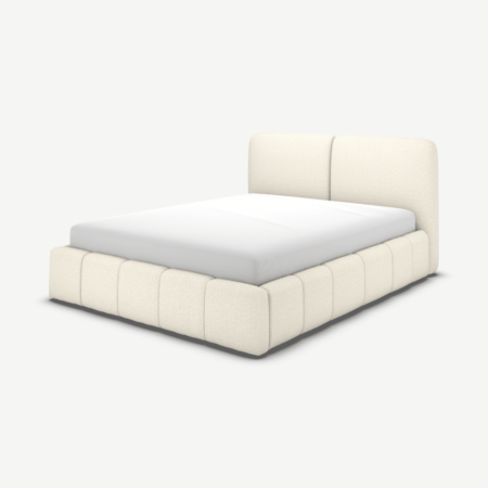 Maxmo Super King Size Ottoman Storage Bed, Ivory White Boucle